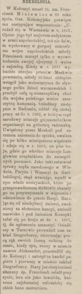 Zdjęcie powstańca styczniowego Franciszek Miziewicz