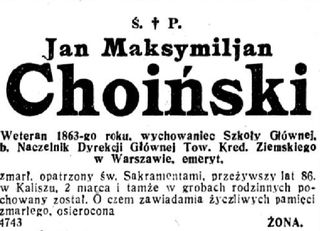 Zdjęcie powstańca styczniowego Jan Maksymilian Choiński