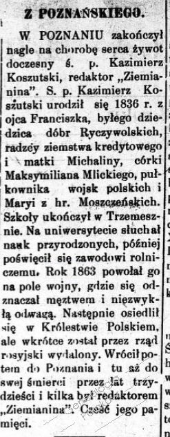Zdjęcie powstańca styczniowego Kazimierz Wojciech Józef Koszutski